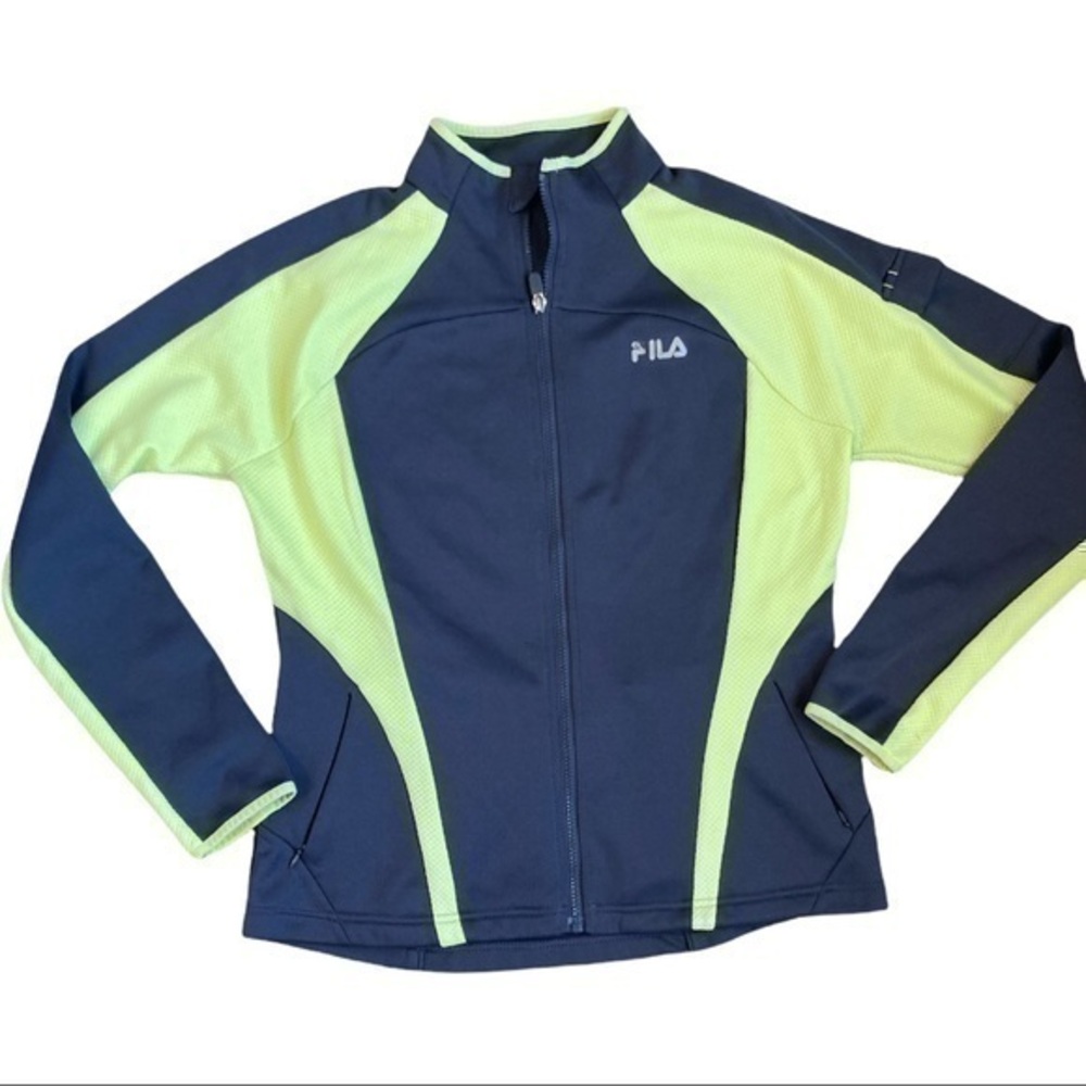 Fila Sport size large full zip jacket, green and gray, with 2 front zip pockets